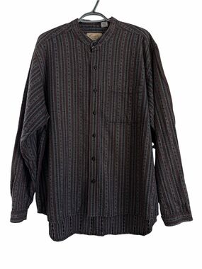 Scully Men's Rangewear Old West Vertical Striped Band Collar Shirt Size XL